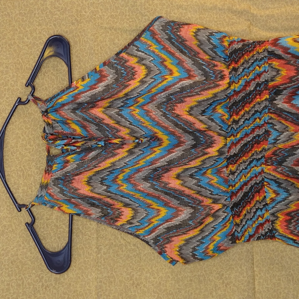 Women Multi-Colored Long Dress Size: L - Picture 7 of 10